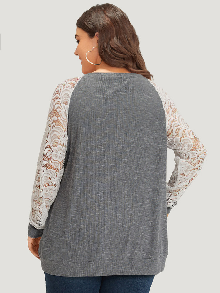 Plus Size Women Dailywear Silhouette Floral Print Elastic cuffs Regular Regular Sleeve Long Sleeve Round Neck Elegant Sweatshirts BloomChic 
