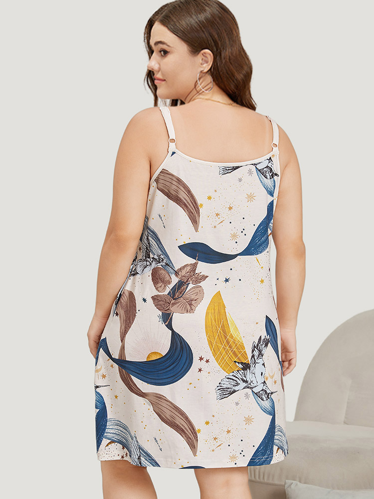 Natural Graphic Pocket Cami Sleep Dress BloomChic 