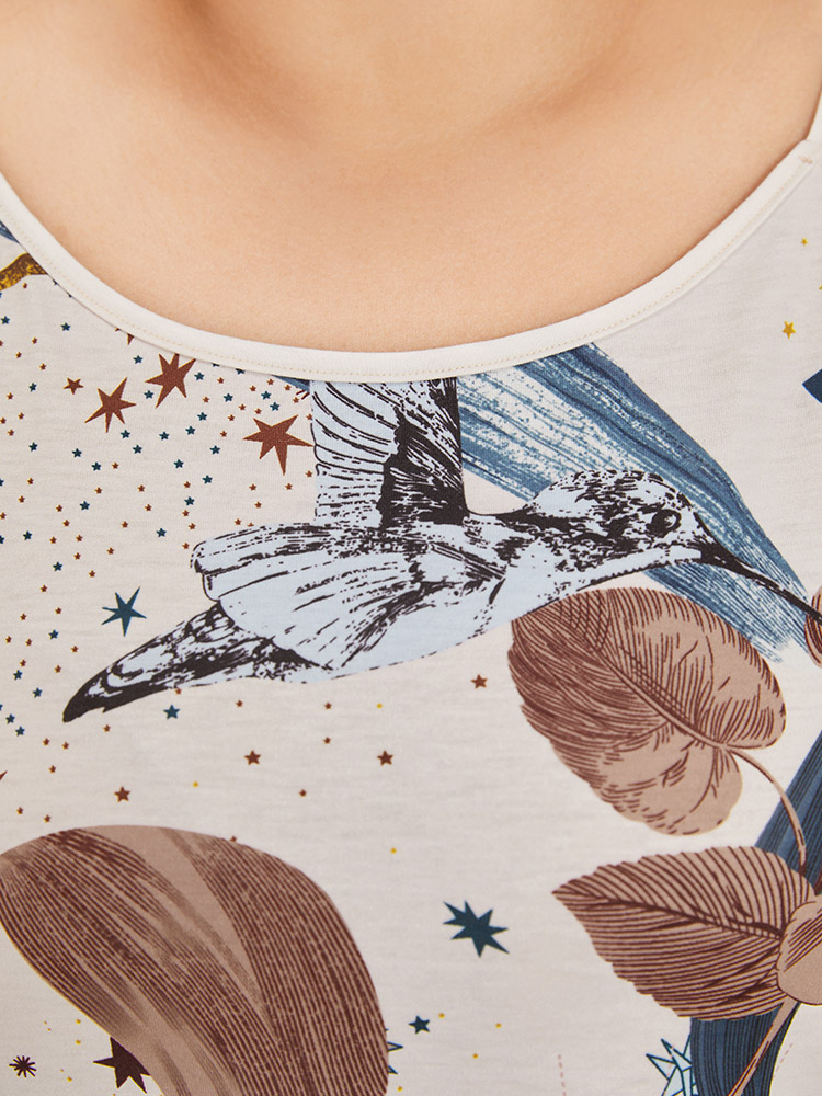 Natural Graphic Pocket Cami Sleep Dress BloomChic 