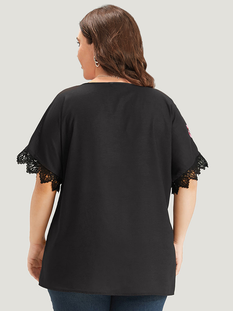 Plus Size Women Dailywear Floral Gathered Dolman Sleeve Short sleeve Round Neck Elegant Blouses BloomChic 
