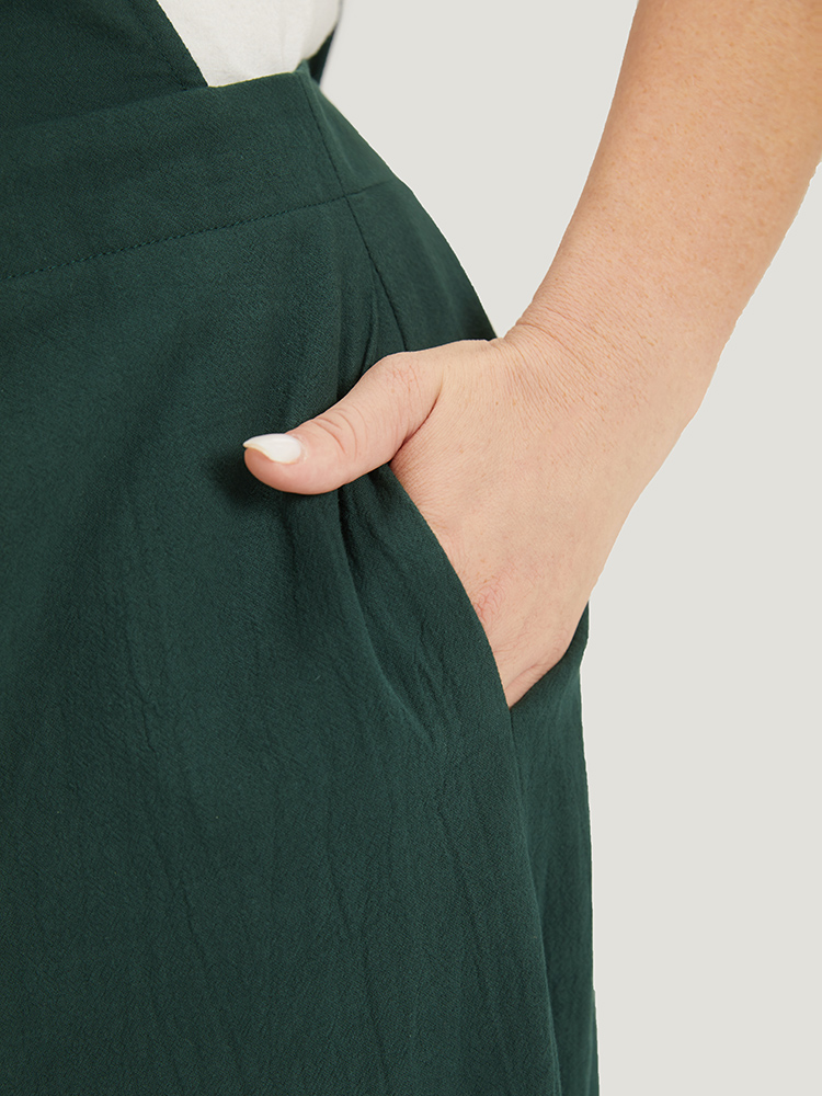 Plus Size Women Dailywear Plain Adjustable Straps Wide Leg Pocket Casual Jumpsuits BloomChic 