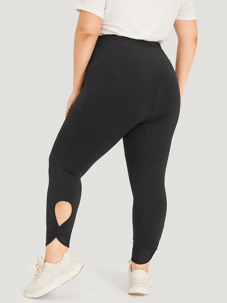 Plus Size Women Dailywear Plain Elastic Waist High stretch Skinny High Rise Casual Leggings BloomChic 