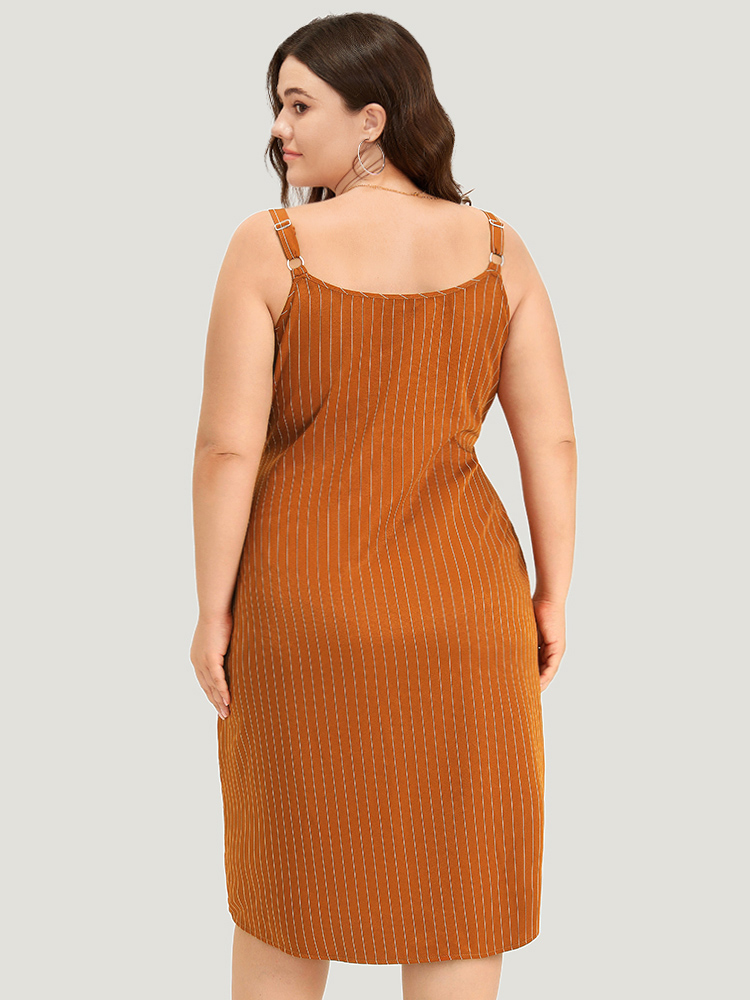 Plus Size Women Dailywear Striped Cross straps Sleeveless Sleeveless Spaghetti Strap Pocket Vacation Dresses BloomChic 