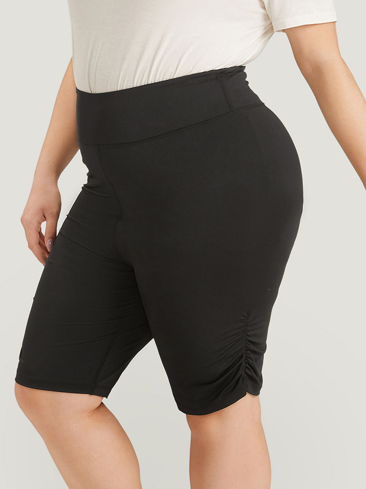 Plus Size Women Dailywear Plain Elastic Waist High stretch Skinny High Rise Elegant Leggings BloomChic 