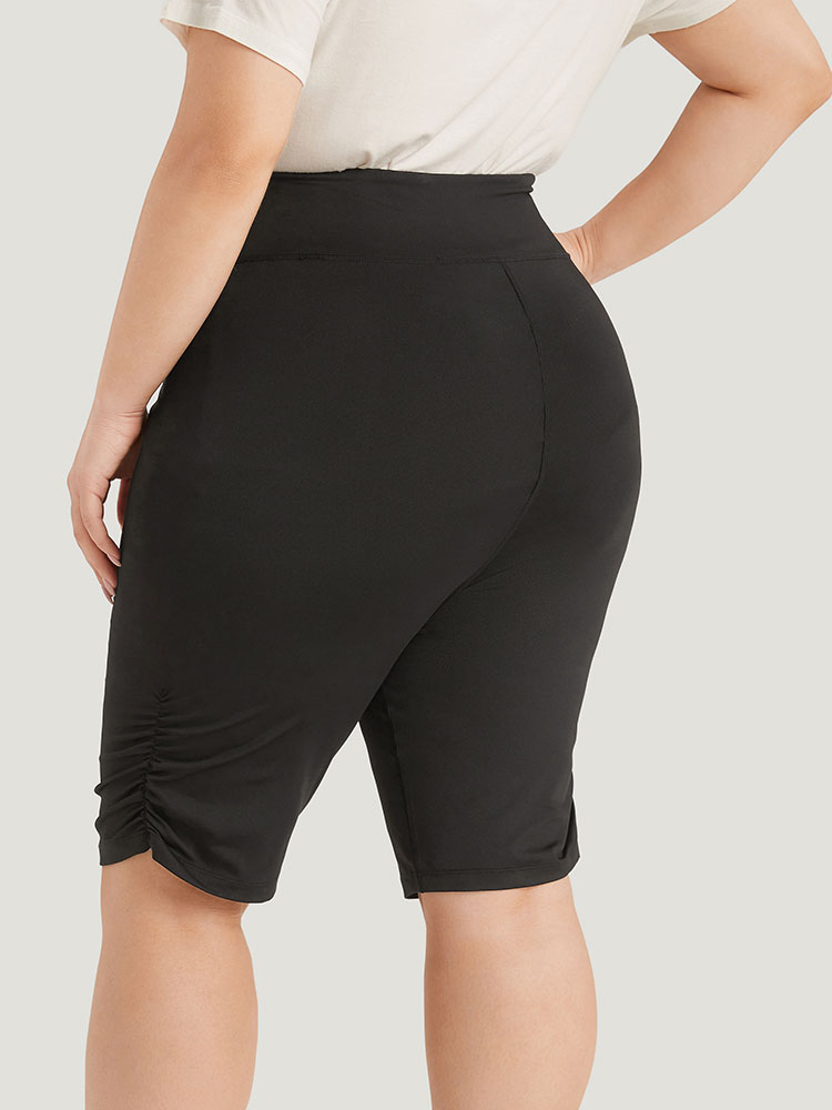 Plus Size Women Dailywear Plain Elastic Waist High stretch Skinny High Rise Elegant Leggings BloomChic 