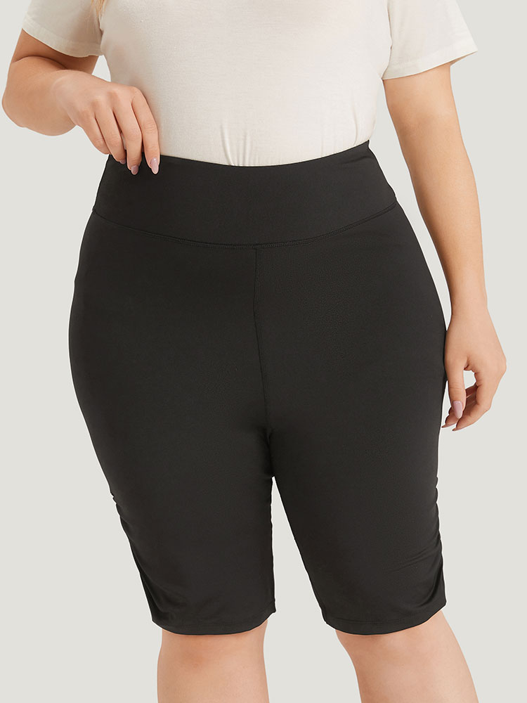 Plus Size Women Dailywear Plain Elastic Waist High stretch Skinny High Rise Elegant Leggings BloomChic 