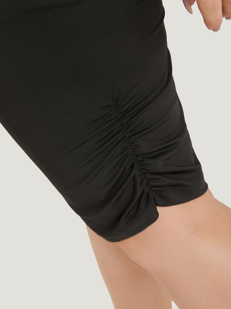 Plus Size Women Dailywear Plain Elastic Waist High stretch Skinny High Rise Elegant Leggings BloomChic 