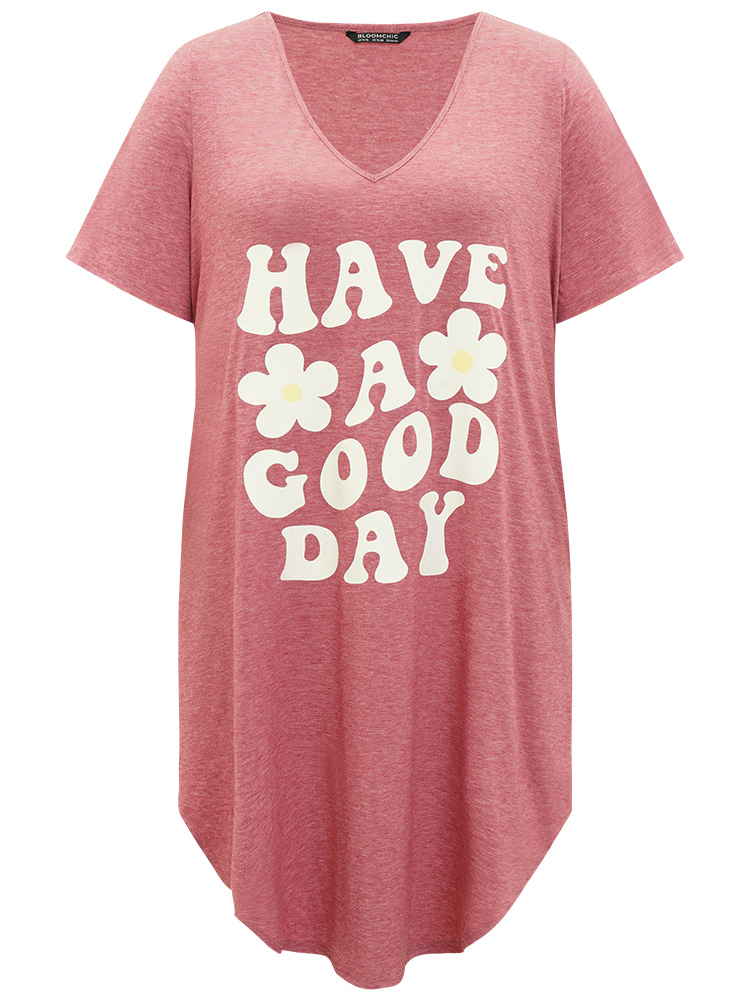 Plus Size Women Dailywear Graphic Plain Regular Sleeve Short sleeve V-neck Pocket Casual Dresses BloomChic 