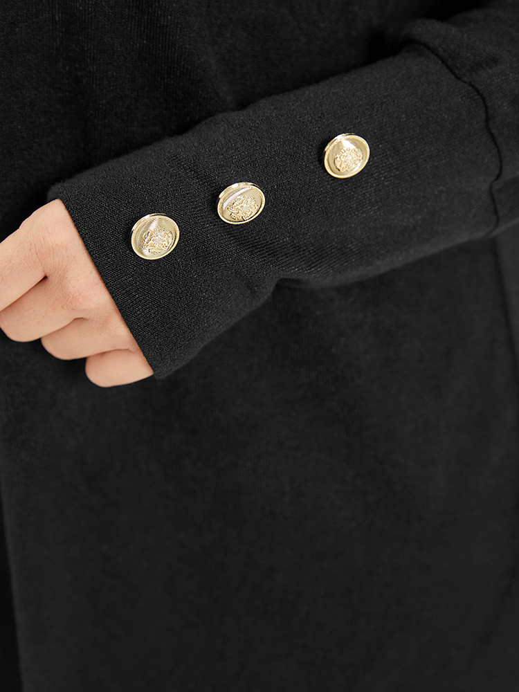 Plus Size Women Dailywear Plain Button Regular Raglan sleeve Long Sleeve One Shoulder Elegant Sweatshirts BloomChic 