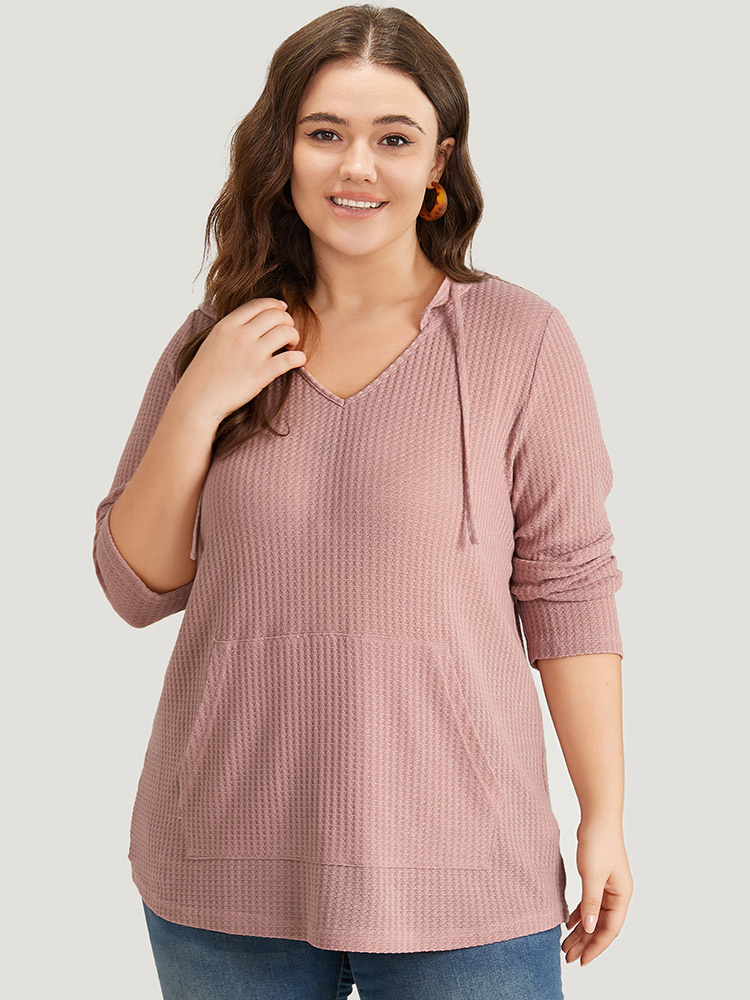 Plus Size Women Dailywear Plain Plain Regular Regular Sleeve Long Sleeve Hooded Pocket Casual Sweatshirts BloomChic 