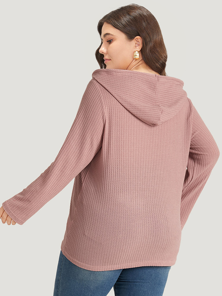 Plus Size Women Dailywear Plain Plain Regular Regular Sleeve Long Sleeve Hooded Pocket Casual Sweatshirts BloomChic 