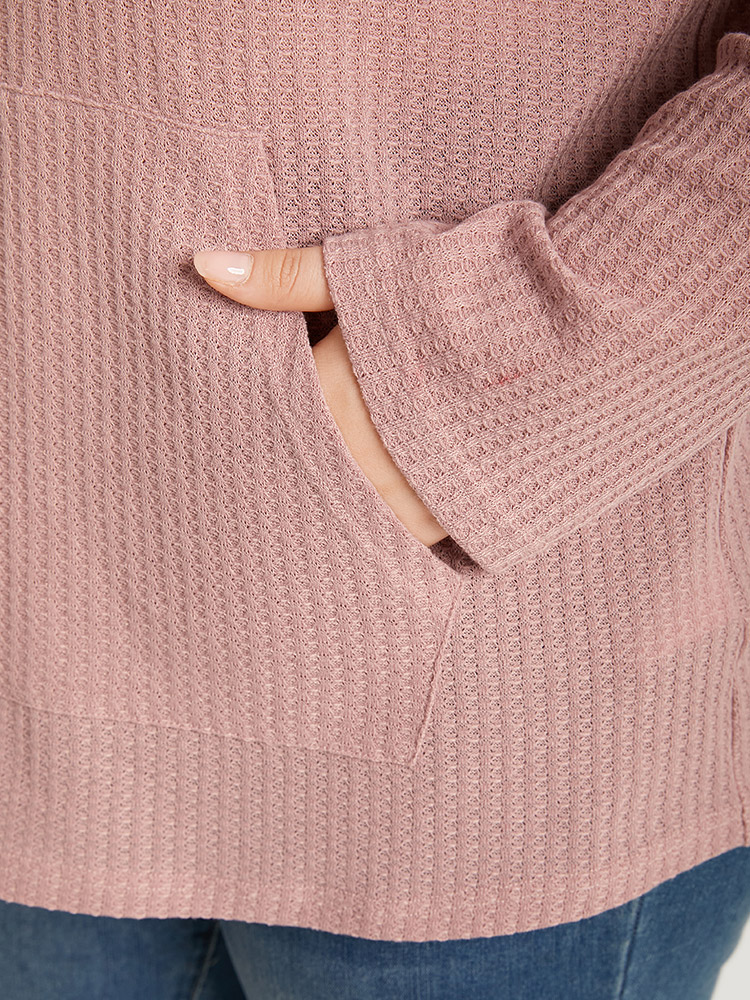 Plus Size Women Dailywear Plain Plain Regular Regular Sleeve Long Sleeve Hooded Pocket Casual Sweatshirts BloomChic 