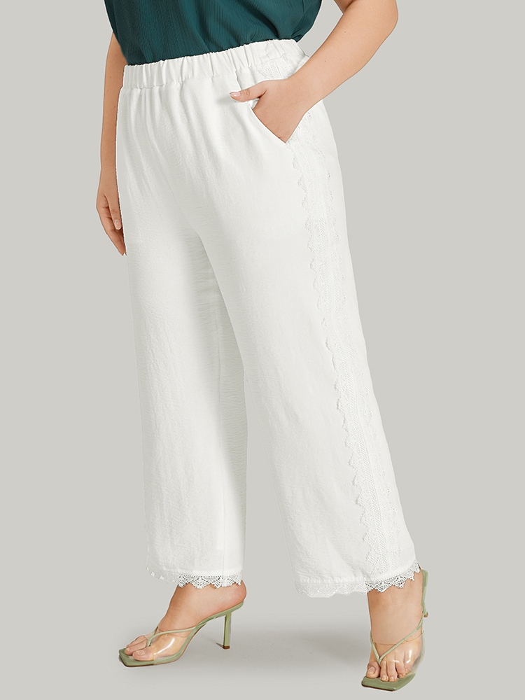 Plus Size Women Dailywear Plain Plain High Rise Pocket Elegant Pants BloomChic 