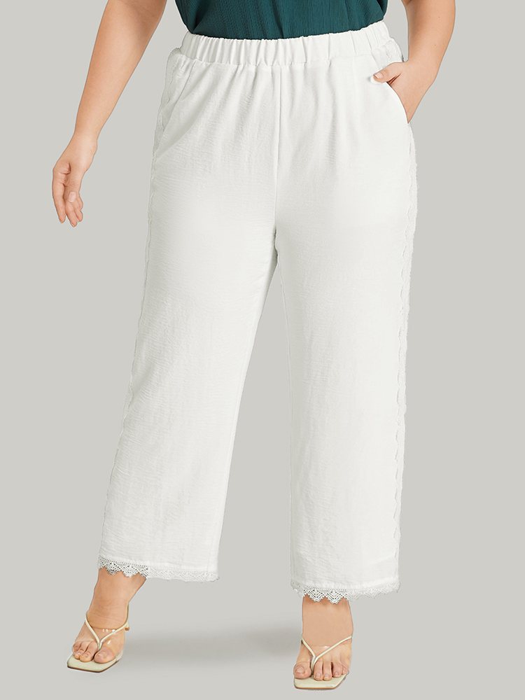 Plus Size Women Dailywear Plain Plain High Rise Pocket Elegant Pants BloomChic 