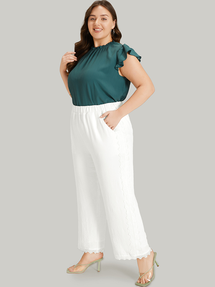 Plus Size Women Dailywear Plain Plain High Rise Pocket Elegant Pants BloomChic 