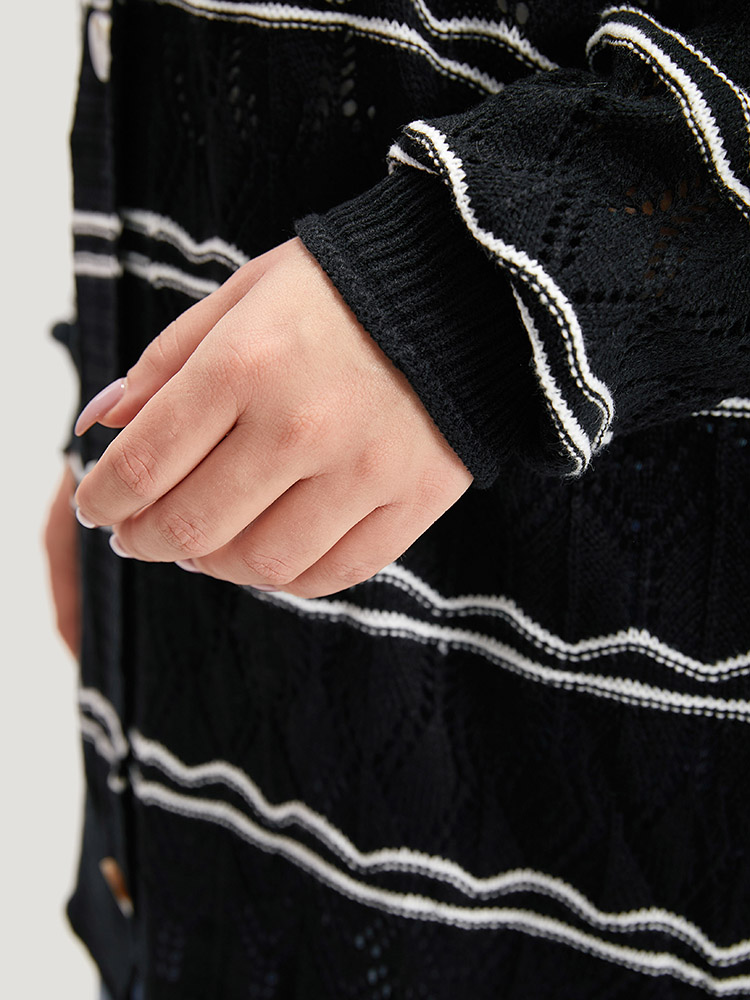 Striped Geometric Button Through Cardigan BloomChic 