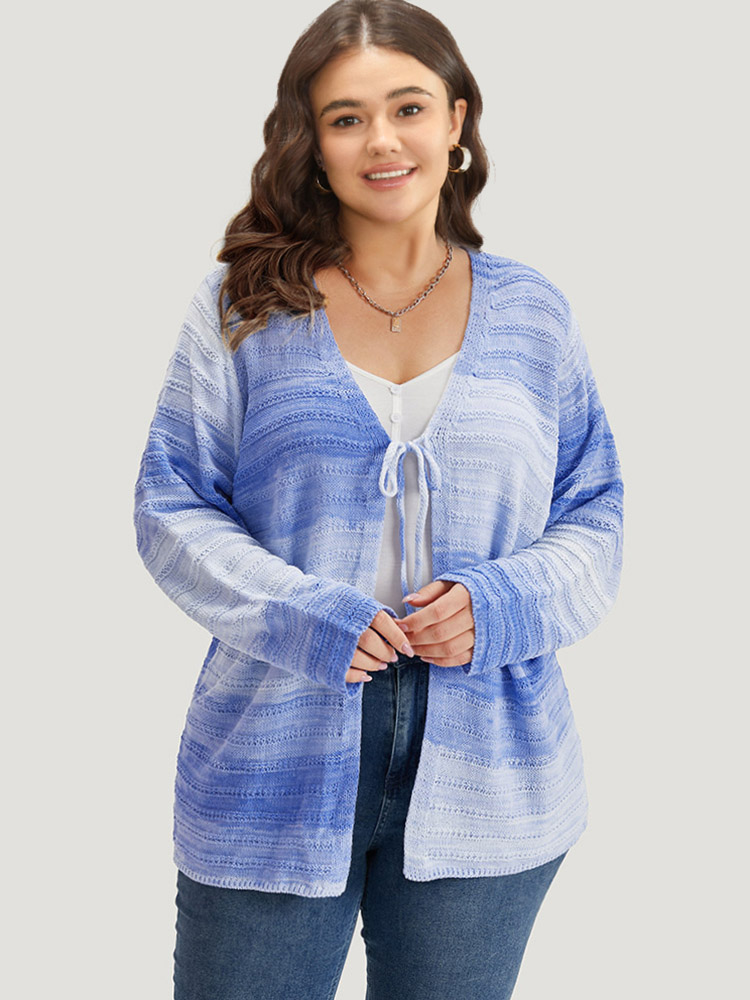 

Plus Size Ombre Knotted Front Bodycon Cardigan Blue Women Casual Bodycon Long Sleeve Everyday Cardigans BloomChic
