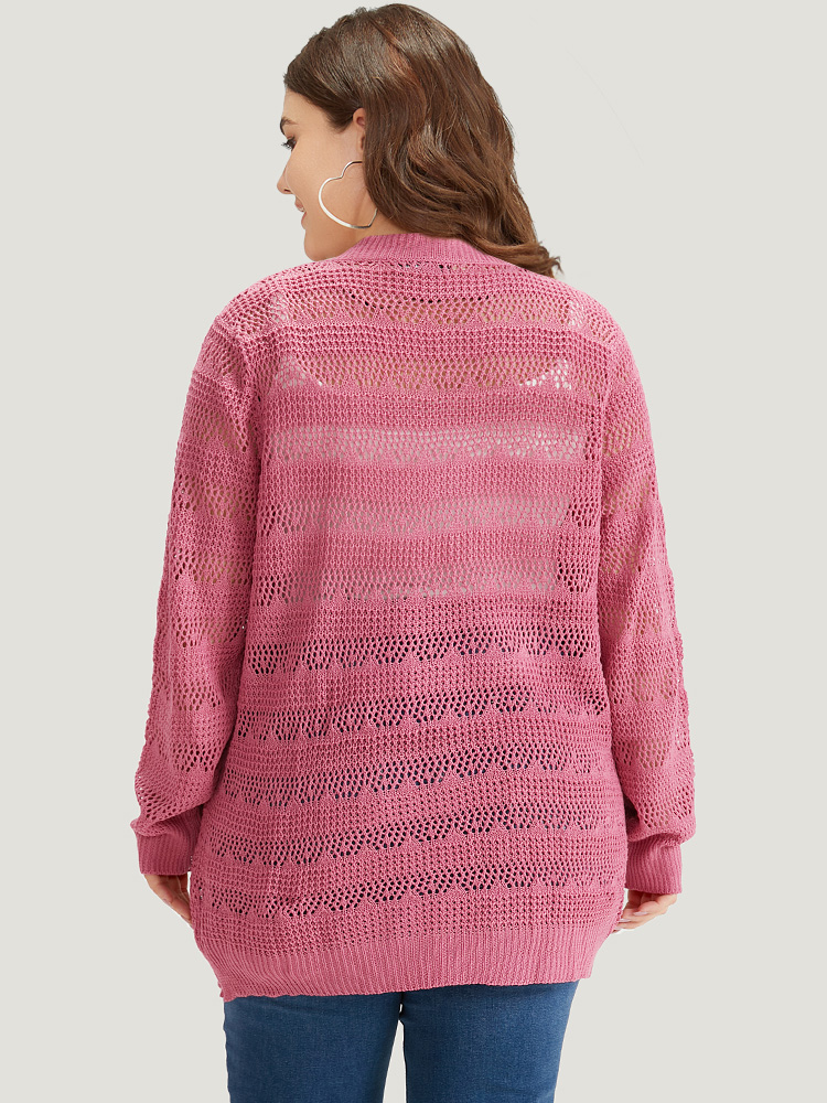 Solid Hollow Out Button Through Bodycon Cardigan BloomChic 
