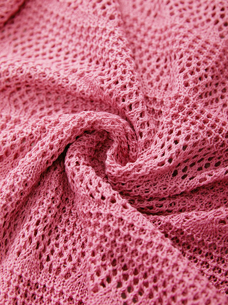 Solid Hollow Out Button Through Bodycon Cardigan BloomChic 