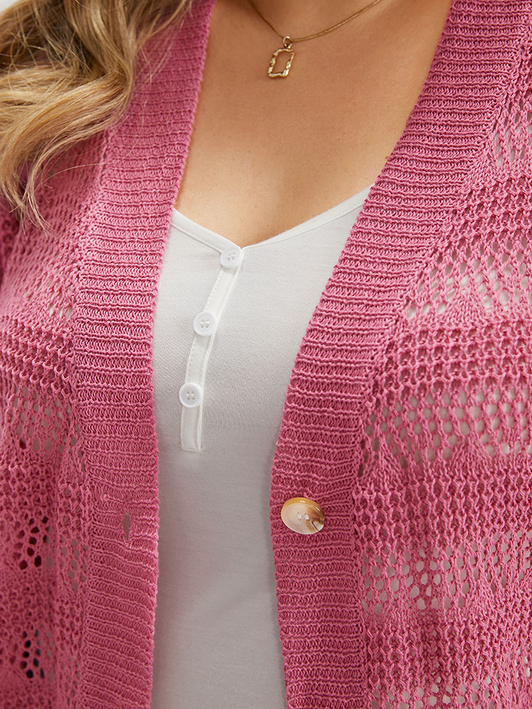 Solid Hollow Out Button Through Bodycon Cardigan BloomChic 