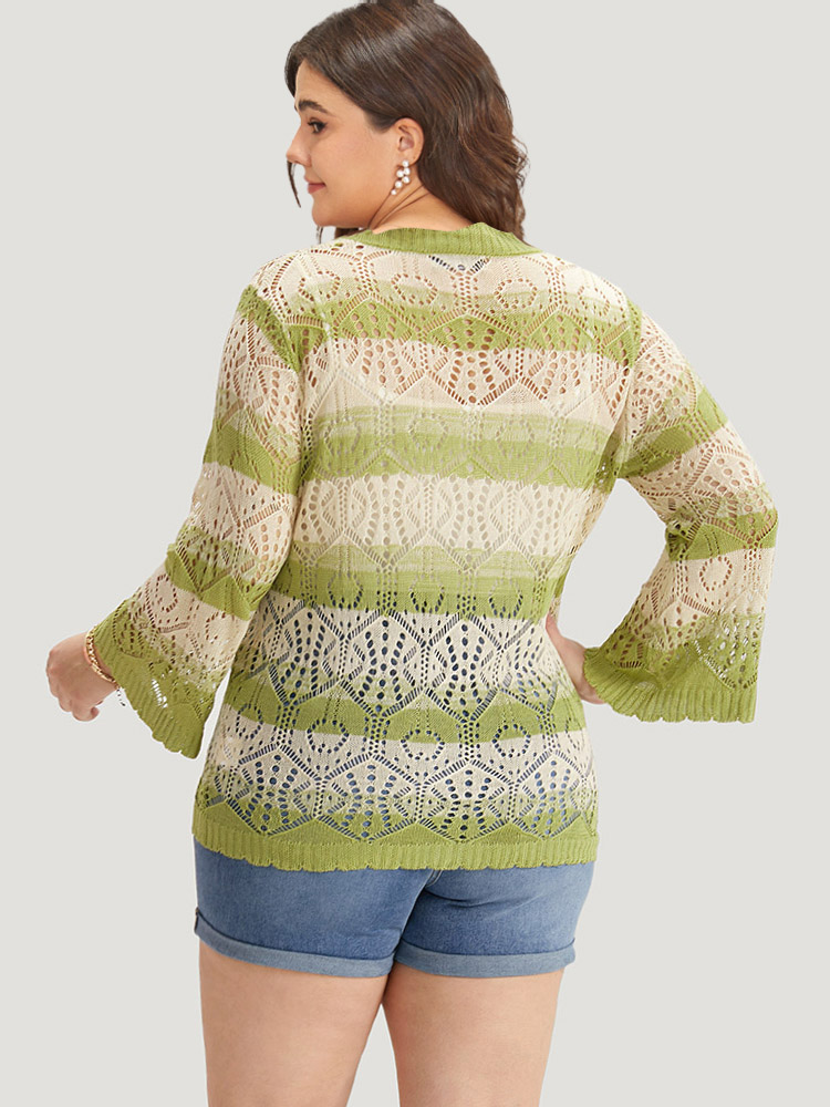 Striped Contrast Button Front Cardigan BloomChic 