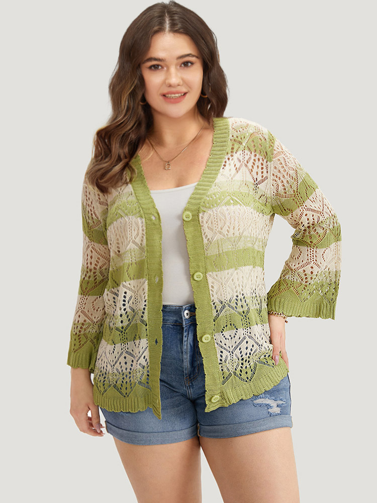 Striped Contrast Button Front Cardigan BloomChic 