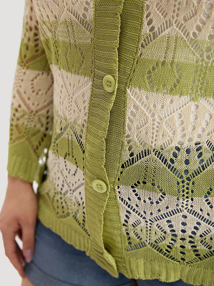 Striped Contrast Button Front Cardigan BloomChic 