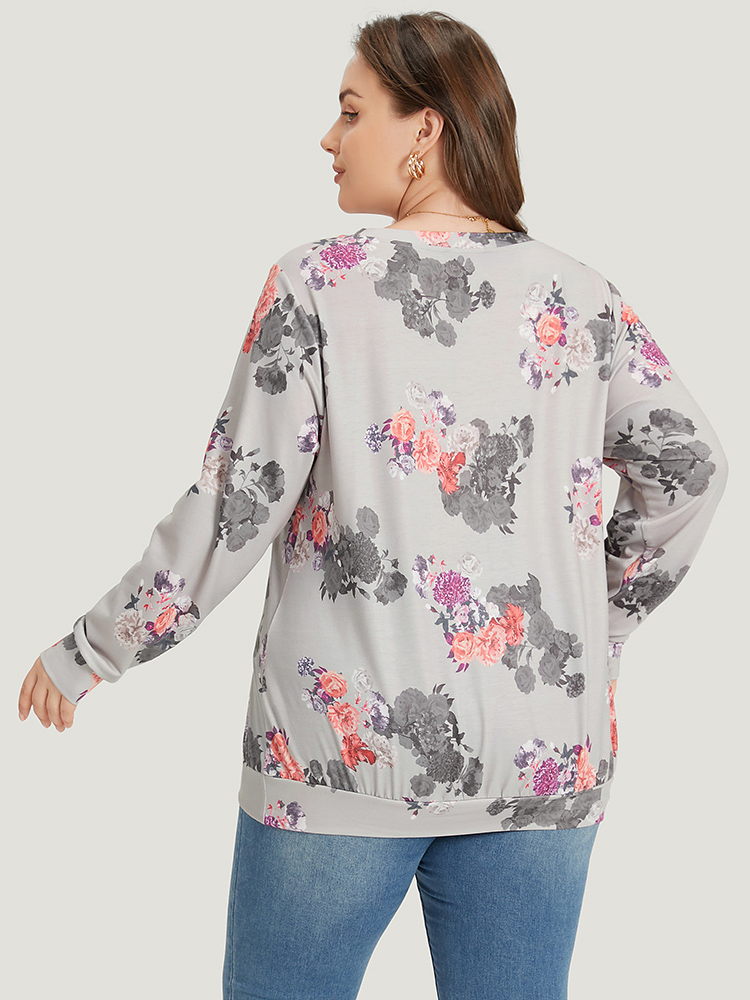 Plus Size Women Dailywear Letter Printed Regular Regular Sleeve Long Sleeve Round Neck Elegant Sweatshirts BloomChic 