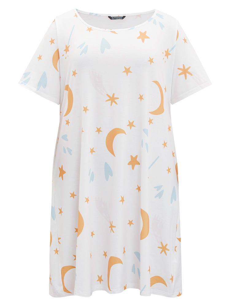 Moon and Star Crew Neck Sleep Dress BloomChic 