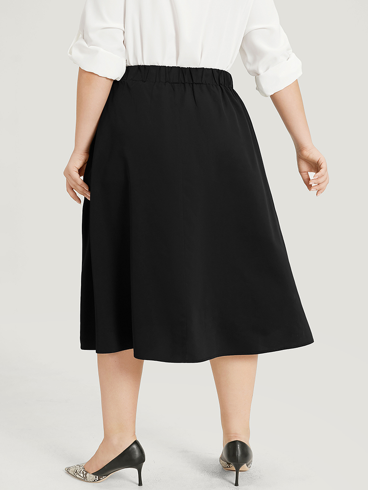 Plus Size Women Work Plain Pocket Office Skirts BloomChic 
