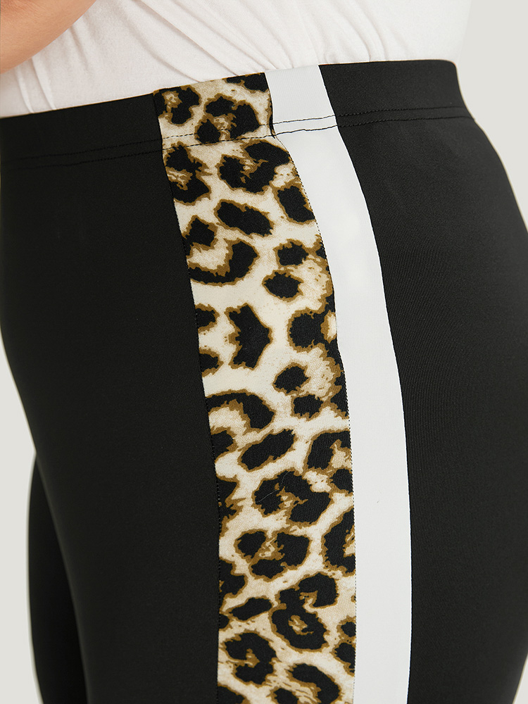 Plus Size Women Dailywear Leopard Elastic Waist High stretch Skinny High Rise Casual Leggings BloomChic 