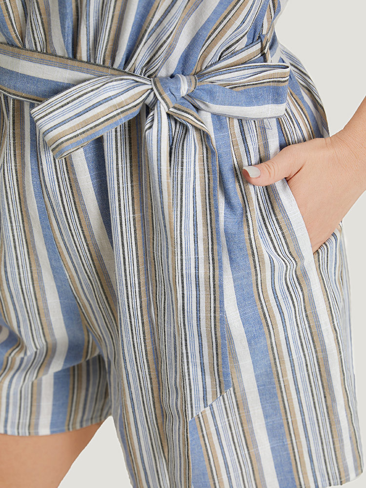 Plus Size Women Dailywear Striped Knotted Regular Pocket Elegant Jumpsuits BloomChic 