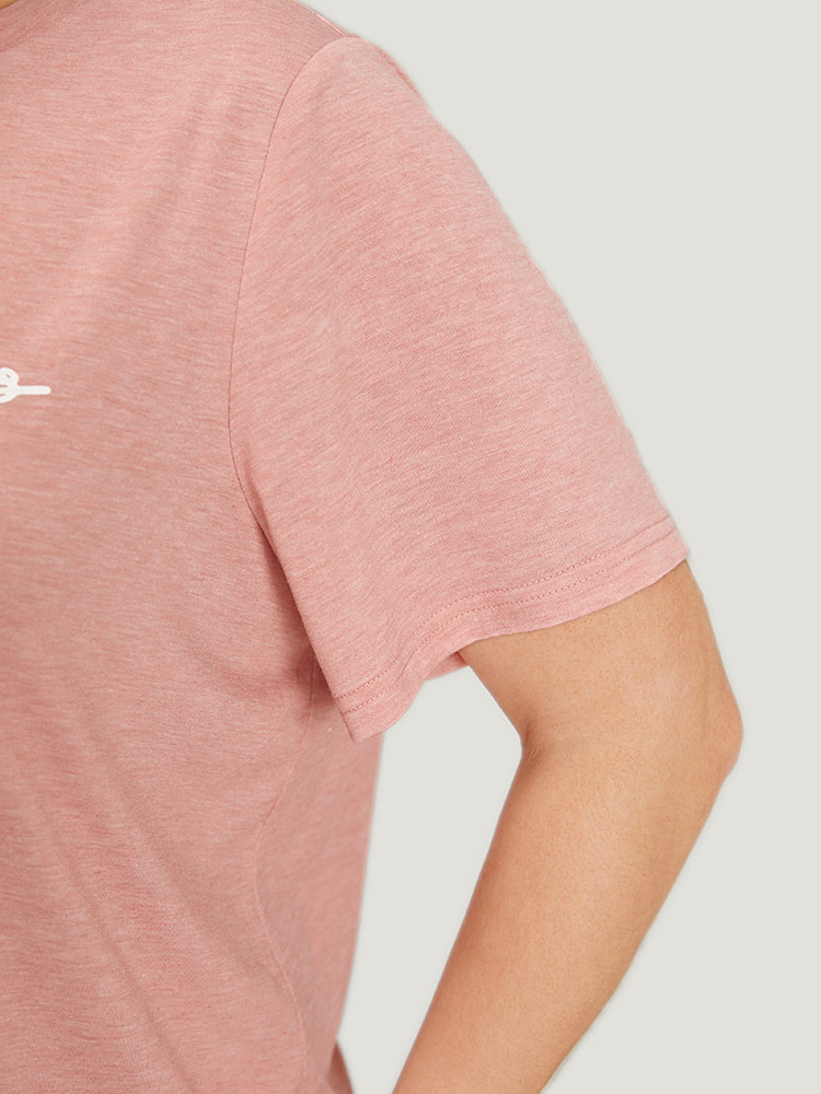 Letter Print Crew Neck Sleep Top BloomChic 