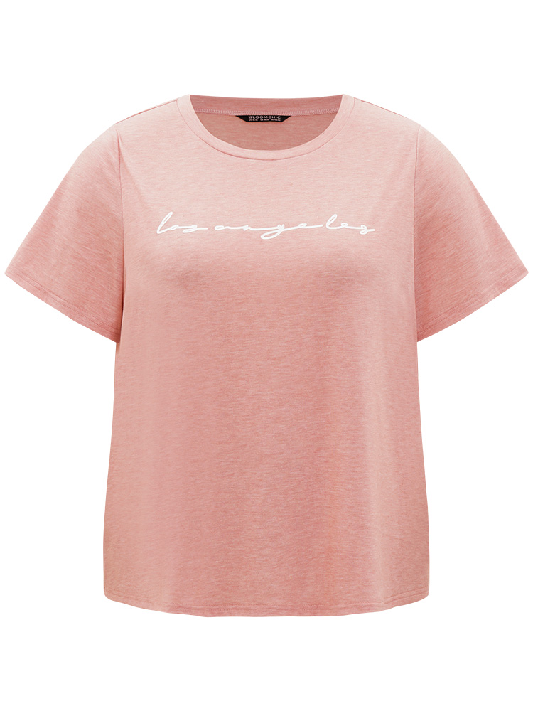 Letter Print Crew Neck Sleep Top BloomChic 