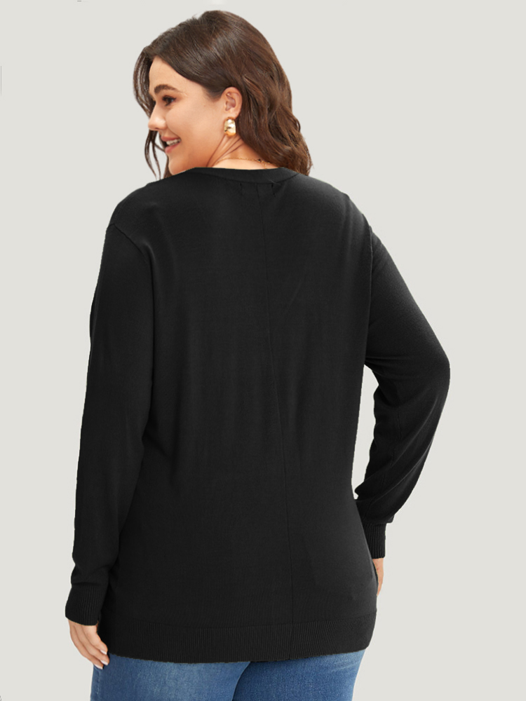 

Plus Size Supersoft Essentials Plain Button Detail Very Stretchy Cardigan Black Women Casual Loose Long Sleeve Everyday Cardigans BloomChic