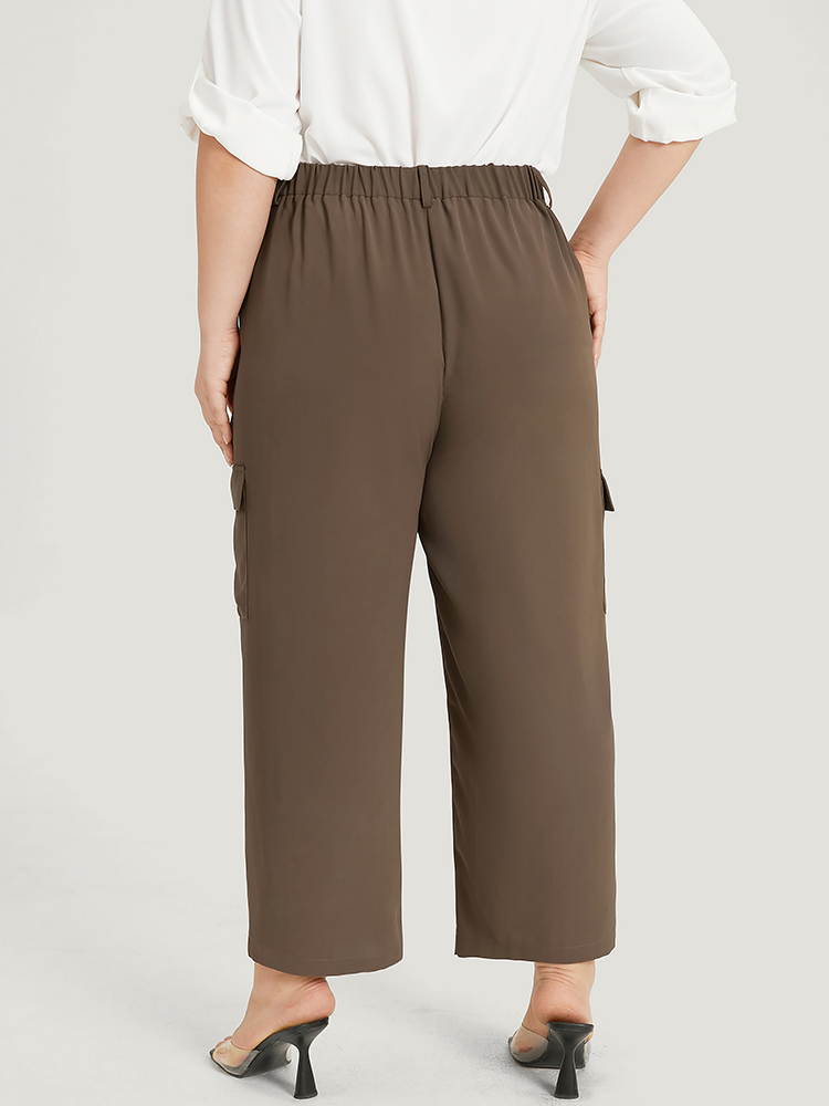 Plus Size Women Work Plain Plain High Rise Pocket Office Pants BloomChic 