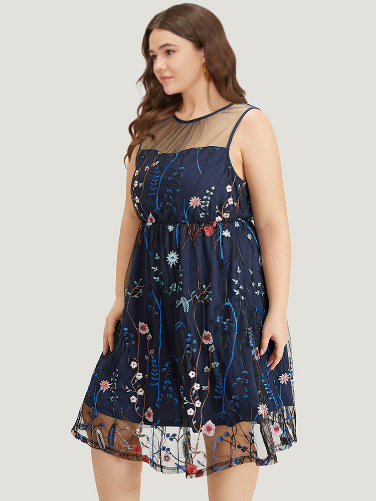 Plus Size Women Going out Plants Pocket Sleeveless Sleeveless Round Neck Pocket Glamour Dresses BloomChic 