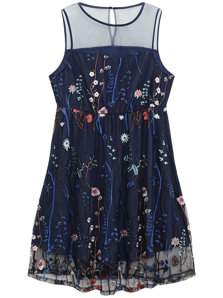 Plus Size Women Going out Plants Pocket Sleeveless Sleeveless Round Neck Pocket Glamour Dresses BloomChic 