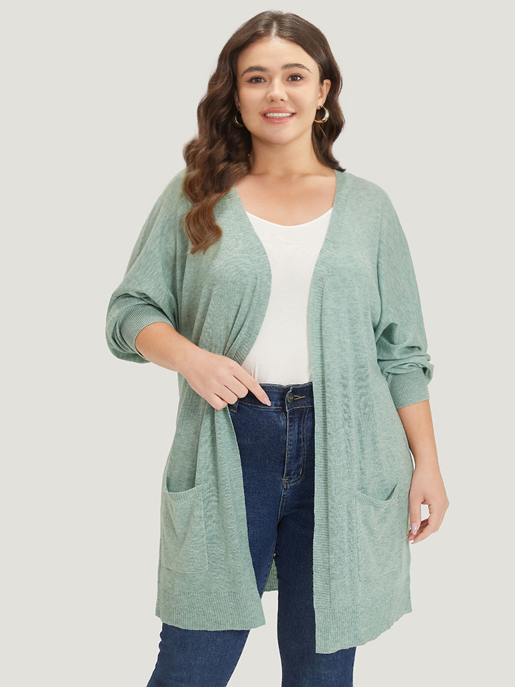 

Plus Size Supersoft Essentials Patched Pocket Batwing Sleeve Cardigan Emerald Women Casual Loose Long Sleeve Everyday Cardigans BloomChic