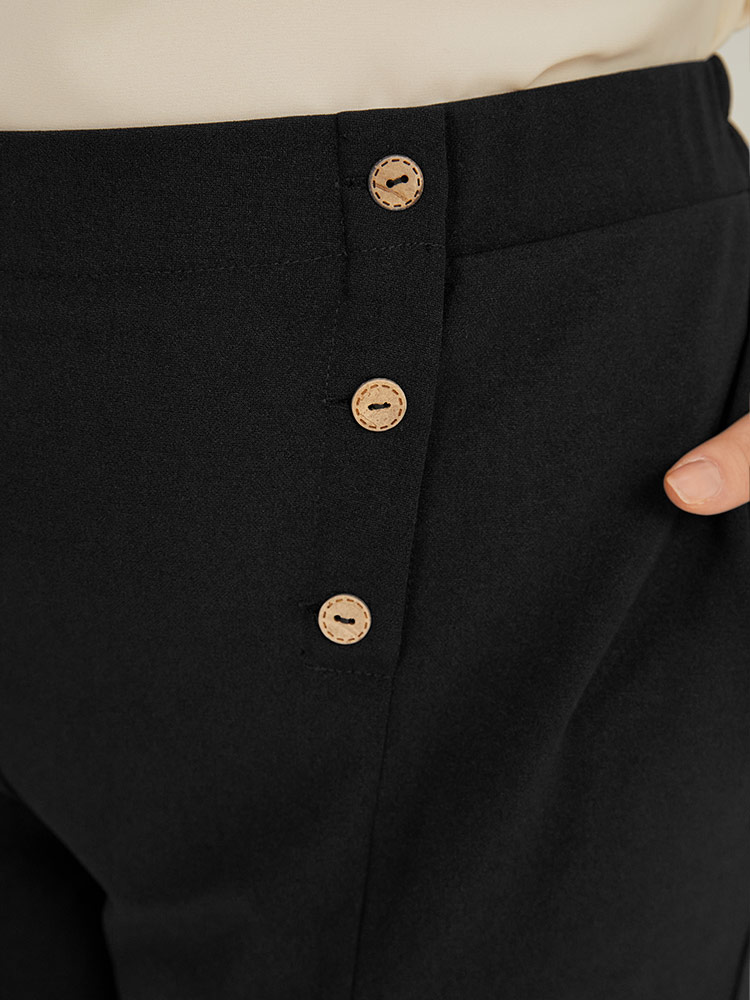 Plus Size Women Work Plain Plain High Rise Pocket Office Pants BloomChic 