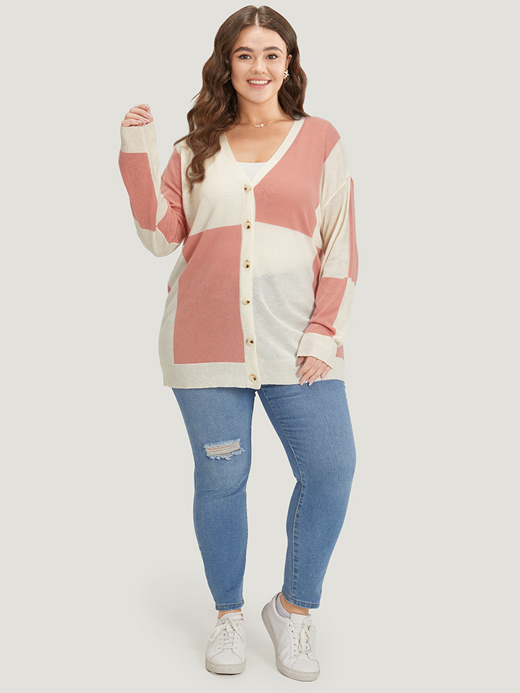 Supersoft Essentials Colorblock Two Tone Button Up Cardigan BloomChic 