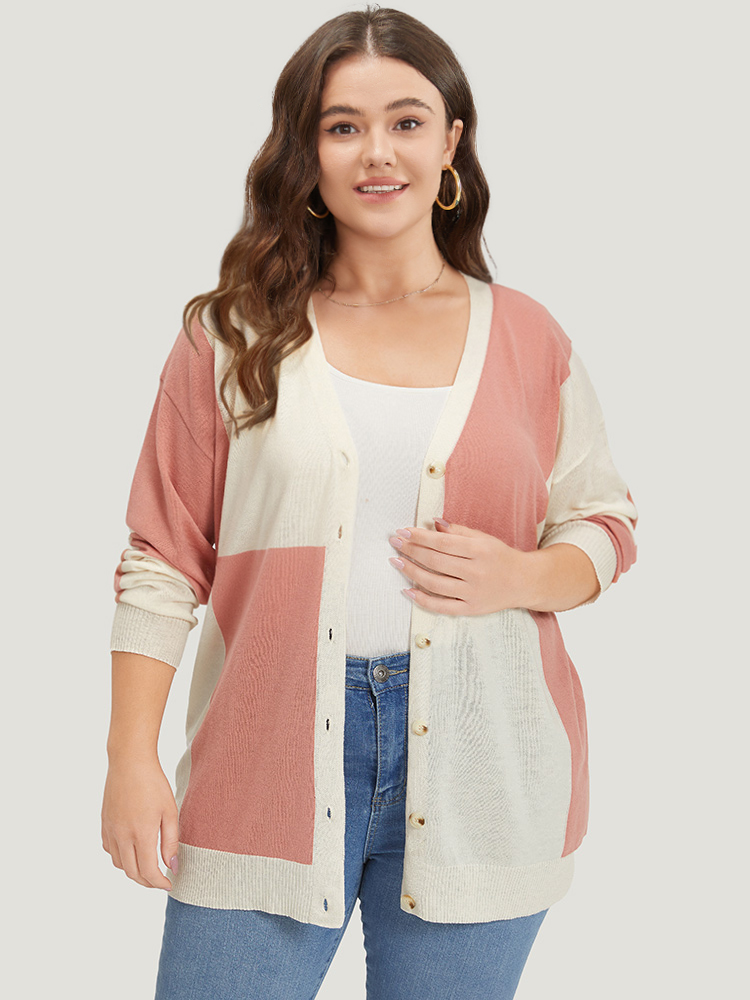 Supersoft Essentials Colorblock Two Tone Button Up Cardigan BloomChic 