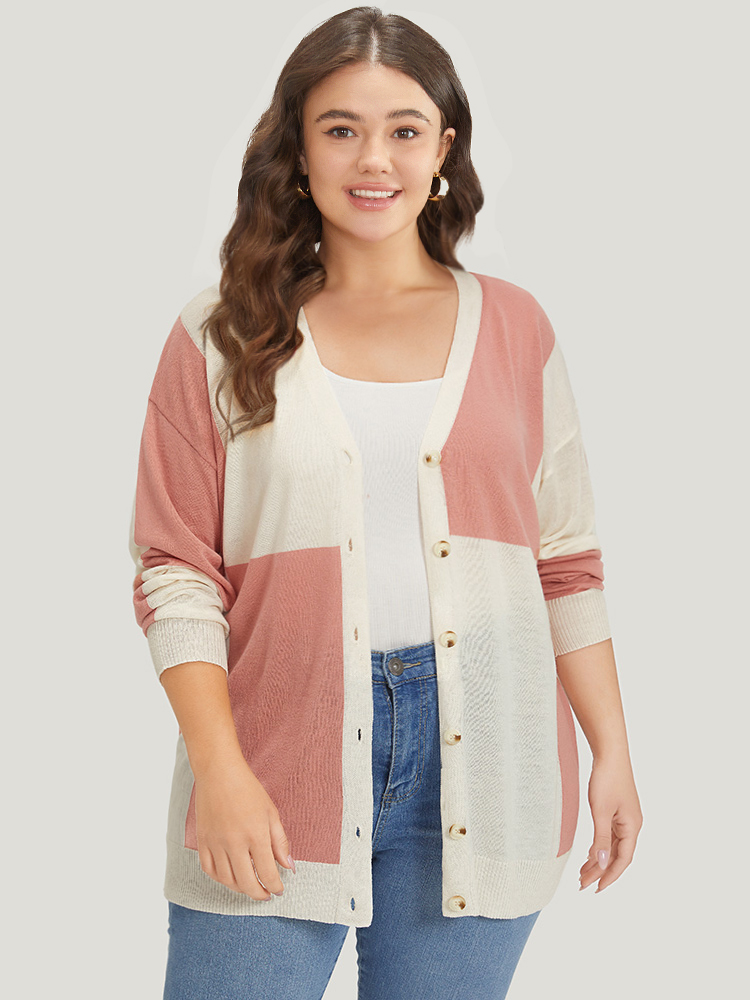 Supersoft Essentials Colorblock Two Tone Button Up Cardigan BloomChic 