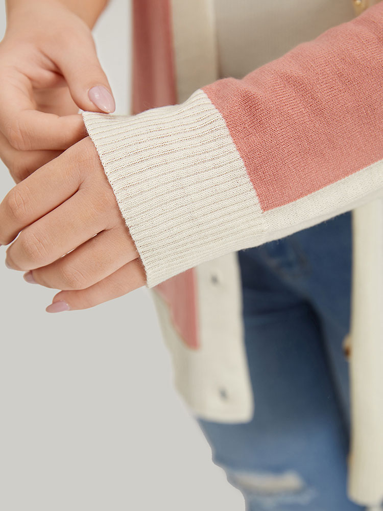 Supersoft Essentials Colorblock Two Tone Button Up Cardigan BloomChic 