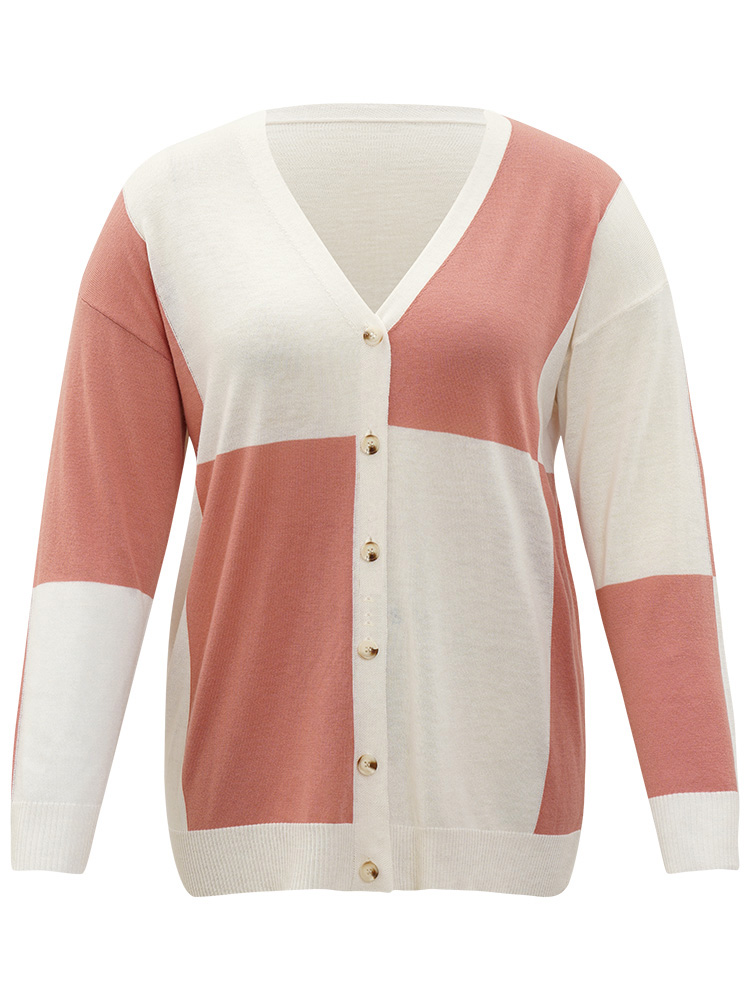 Supersoft Essentials Colorblock Two Tone Button Up Cardigan BloomChic 