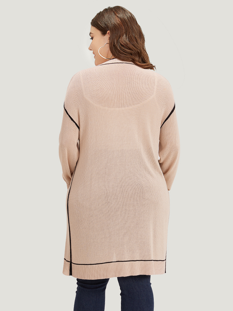 Contrast Trim Patched Pocket Drop Shoulder Cardigan BloomChic 