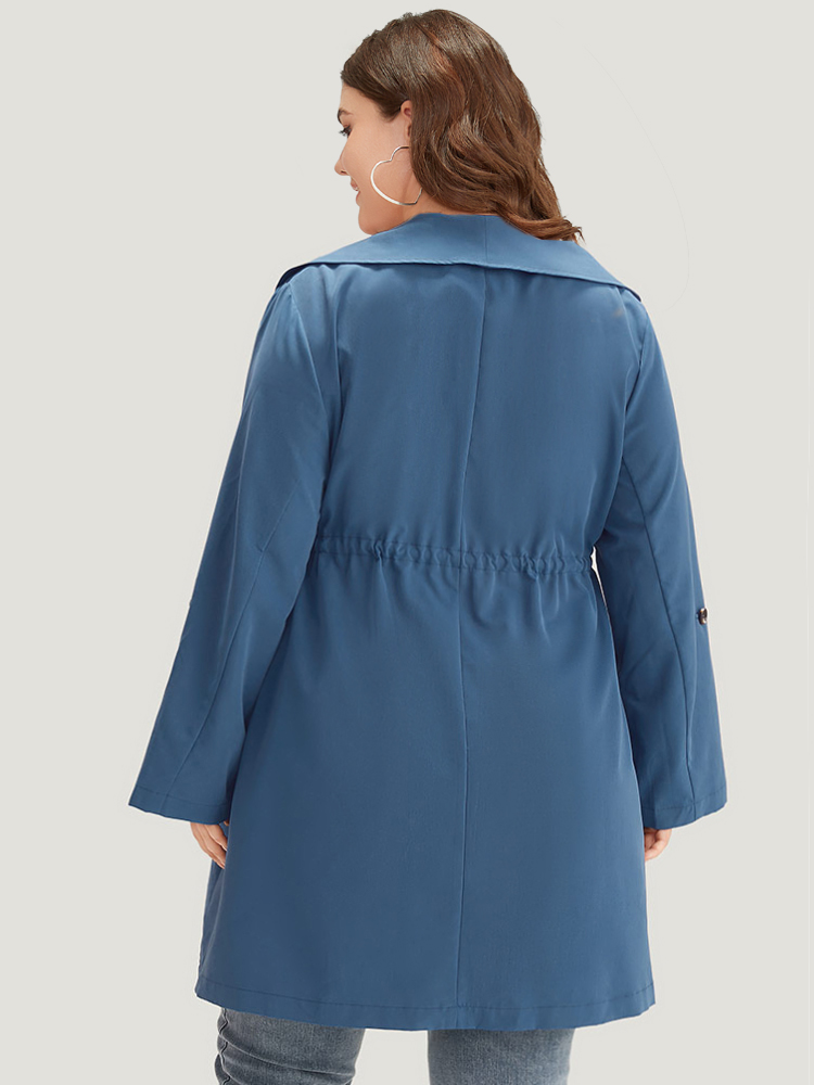 Plus Size Women Work Plain Asymmetrical Pocket Work From Home Coats BloomChic 