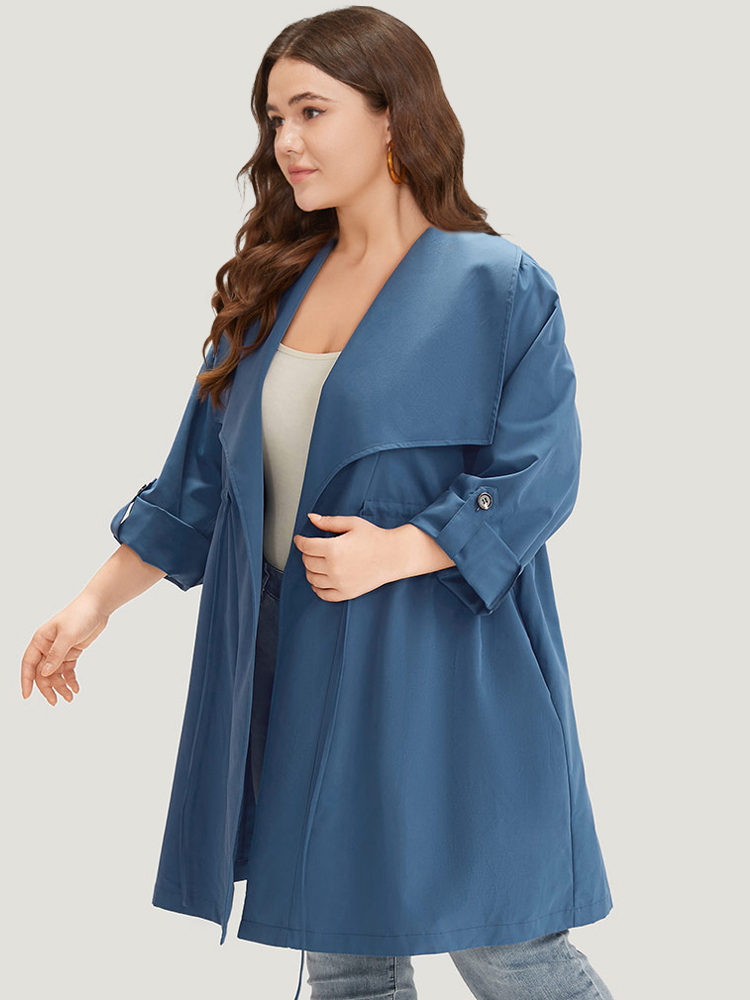 Plus Size Women Work Plain Asymmetrical Pocket Work From Home Coats BloomChic 