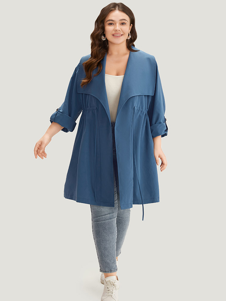 Plus Size Women Work Plain Asymmetrical Pocket Work From Home Coats BloomChic 