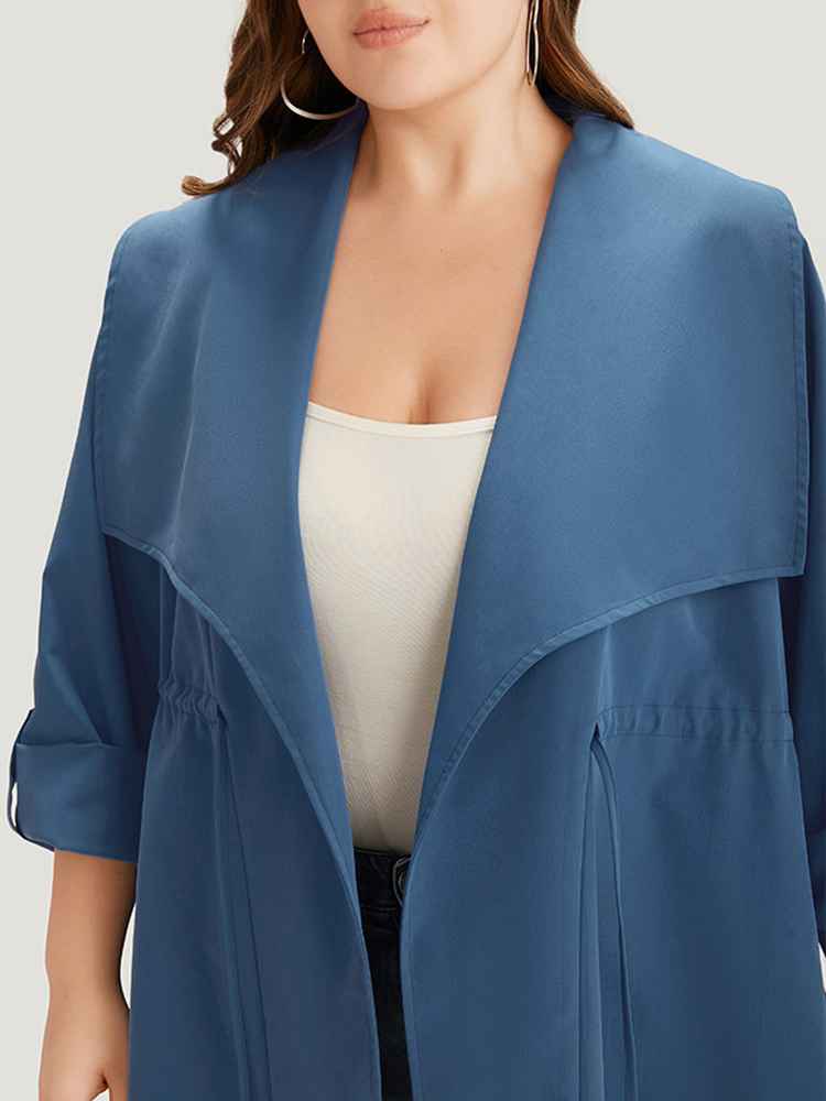 Plus Size Women Work Plain Asymmetrical Pocket Work From Home Coats BloomChic 
